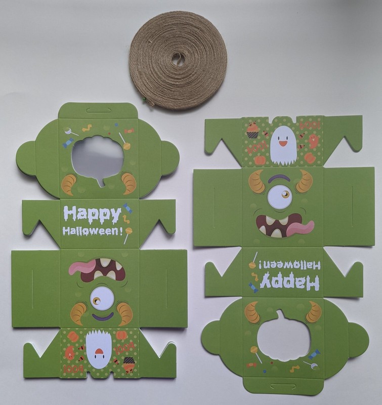 Halloween Bakery Boxes with Window & Twine Kraft Cardboard Candy Treats Goodies