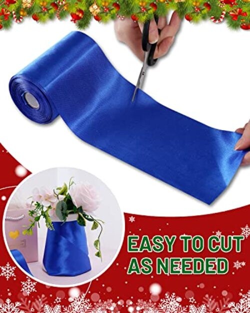 Satin Ribbon Wide for Grand Opening Business Cuttings 4 Inch x 22 yd Blue gallery