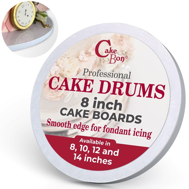 Cake Boards 6-Pack 8 Inch Sturdy 1/2 Thick Drums White Smooth Straight