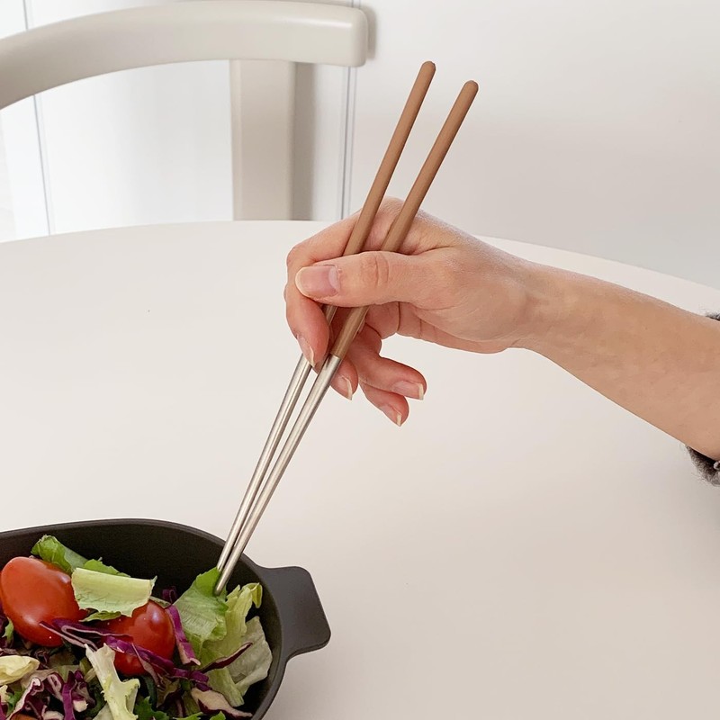 2 PCS Ivory Korean Style Cutlery Stainless Steel Spoon Chopsticks Set gallery