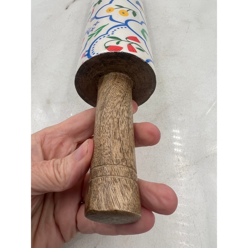 CBK Inspired Home Rolling Pin Blue White Cherry Wood Handles Baking Kitchen gallery