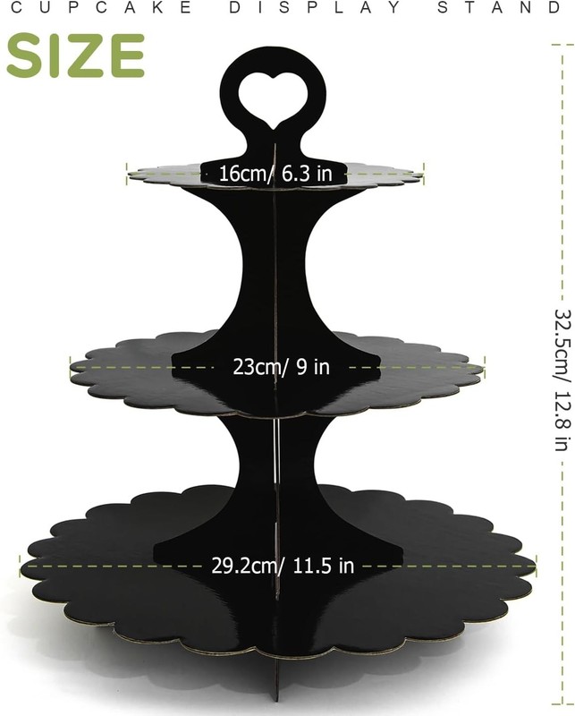 3-Tier Cupcake Stand Tower 2-Pack Black Cardboard Dessert Display Holder gallery