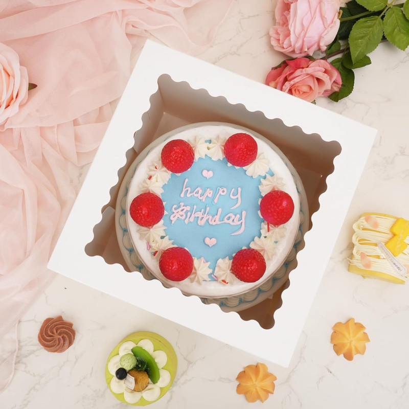 5 Pack Cake Boxes 8 Inch, Bakery Containers with Large Window, 8 Inch White Cake gallery