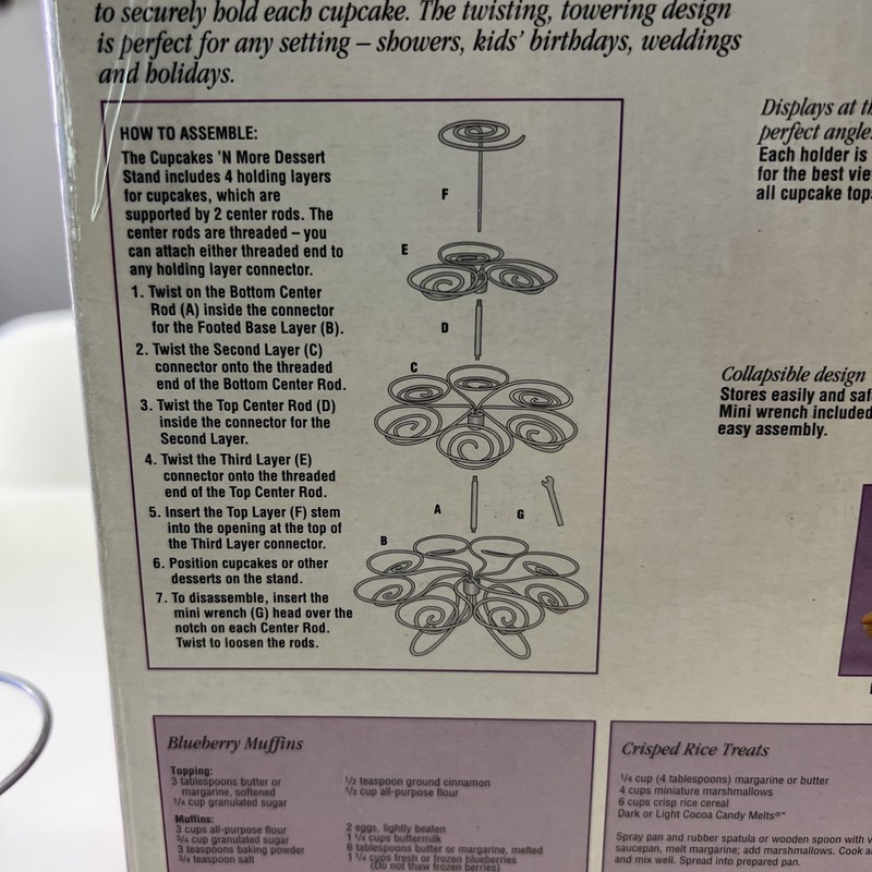 Wilton Cupcakes 'N More Dessert Stand 18 Count Silver Metal Tiered 2005 Y2K VTG gallery