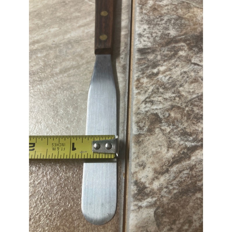 Stainless Steel Offset Icing Spatula Wood Handle Riveted 8.5 Inch Palette Knife gallery
