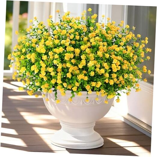 Artificial Flowers for Outdoors UV Resistant Realistic Fake 14 Bundles Yellow gallery