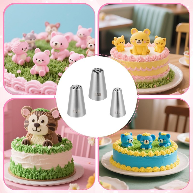3 PCS Grass Piping Tips Stainless Steel Icing Nozzle for Cake Decorating gallery