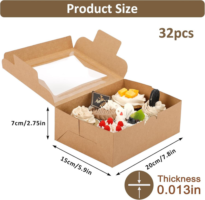 32Pcs Cookie Boxes, 8X6X2.5 Bakery Boxes with Window 3 Styles, for Chocolate ... gallery