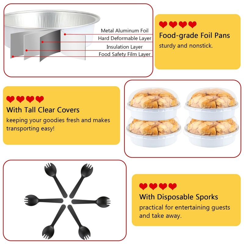 4” Small Cake Tins with Lids 50 Pack, Foil Mini Cake Pans,8oz Disposable Rame... gallery