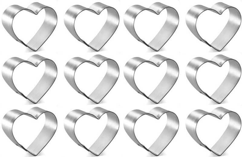 1 Dozen 12 Mini Heart 1.5” Cookie Cutters Wedding Favors Party Gifts Metal Love