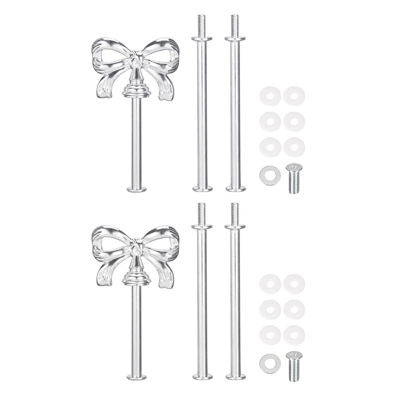 2 Set 3-Tier Cupcake Stand Hardware Fittings for Cake Stand Bow-Knot Silver