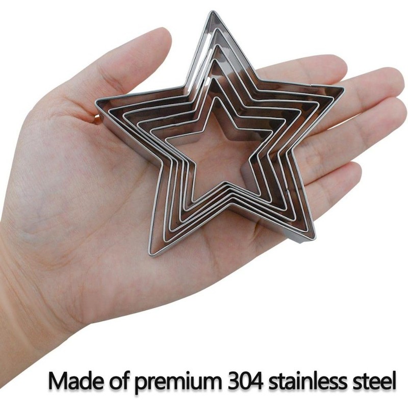 Stainless Steel Star Cookie Cutters Set of 6 Pieces Five Pointed Shape Biscuit gallery