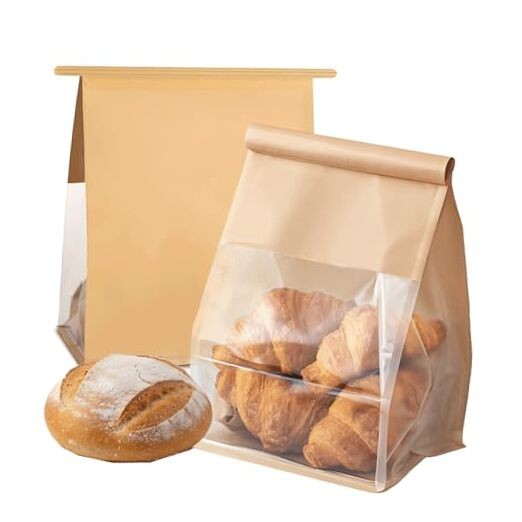 50 Pcs Bread Bags for Homemade Breads with Window, 6.3 x 5.1 x Medium Brown