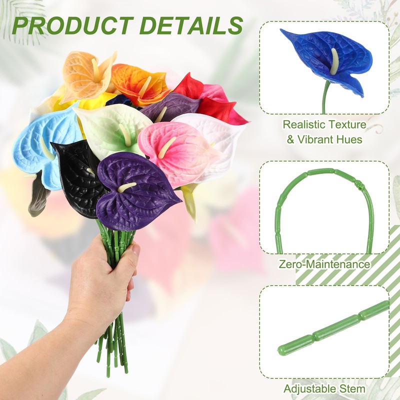 8Pcs 11inch Artificial Anthurium Flowers, Sapphire gallery
