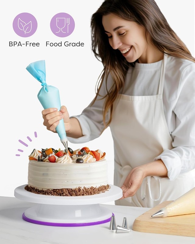 Professional Cake Decorating Set: 71PC Kit with Turntable & Tutorial Included gallery
