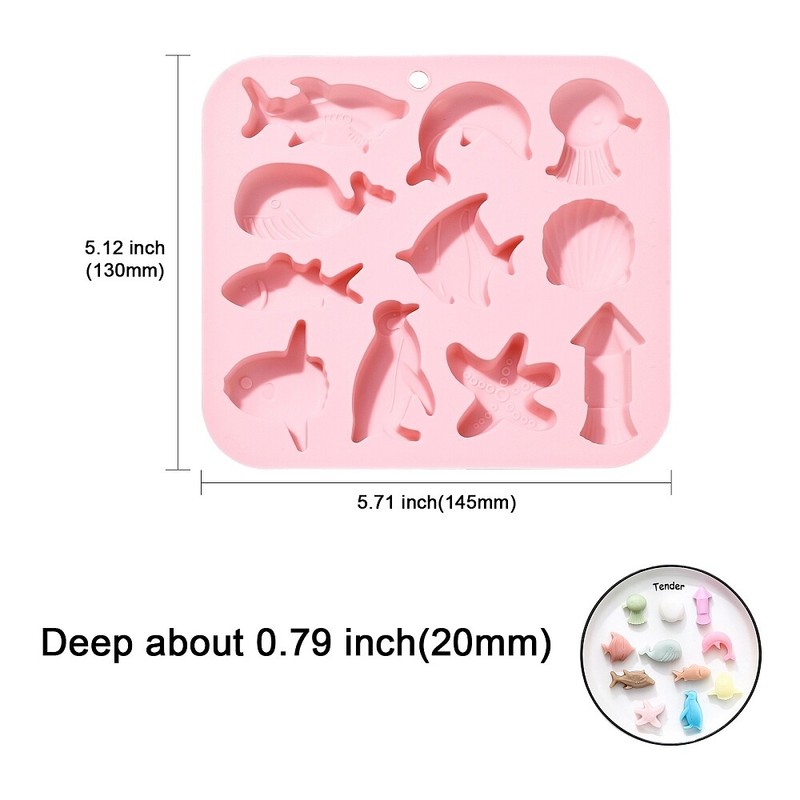 2x Silicone Sea Animal Mold Ocean Fish Starfish Dolphins Mold for Cake Chocolate gallery