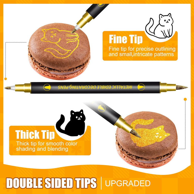 Edible Markers - 10 Pcs Dual Sided Food Coloring Pens with Fine ＆ Thick Tip, Edi gallery