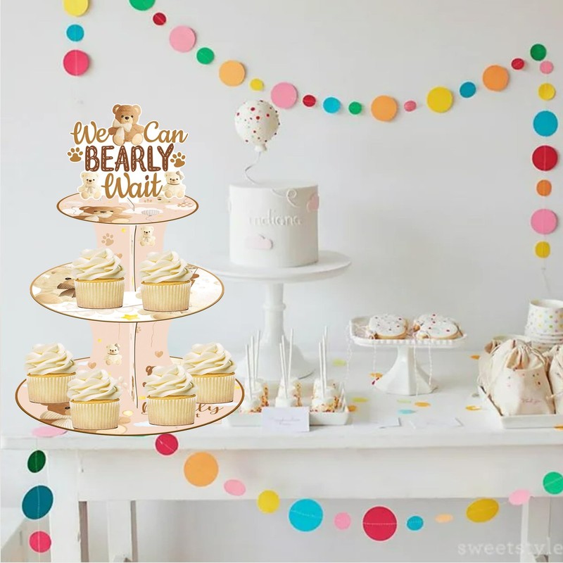 We Can Bearly Wait Cupcake Stand Bear Baby Shower Decorations 3 Tier Bear The... gallery