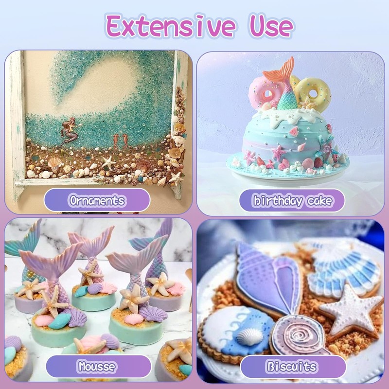 Elfkitwang Marine Theme Fondant Silicone Mold,Seashell,conch, Mermaid Pink gallery