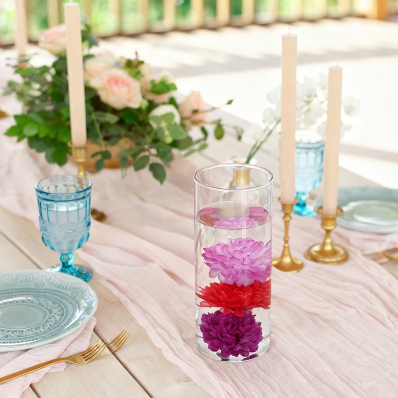 12Pcs 2"x2" Floating Flowers for Centerpieces, Light Orange gallery
