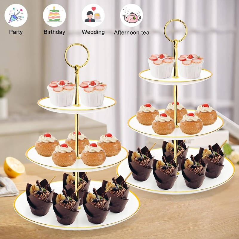 3 Tier Cupcake Stand Plastic Tiered Serving Stand Dessert Tower Tray for Party gallery
