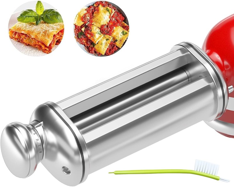 Pasta Roller for Kitchenaid Stand Mixer, 1-Piece Set (Roller Only), Silver