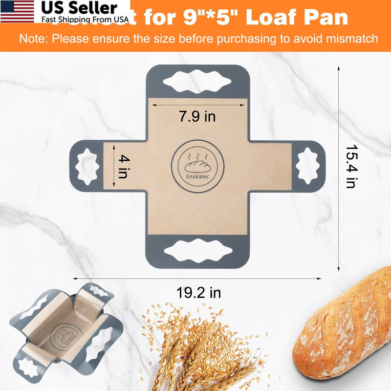 2 Pcs Silicone Bread Loaf Pan Liners, Reusable For 9*5" Pan, Gray gallery