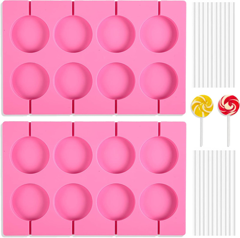 Silicone Lollipop Molds Candy Molds Silicone Sucker Molds Hard Candy Mold & 2X8