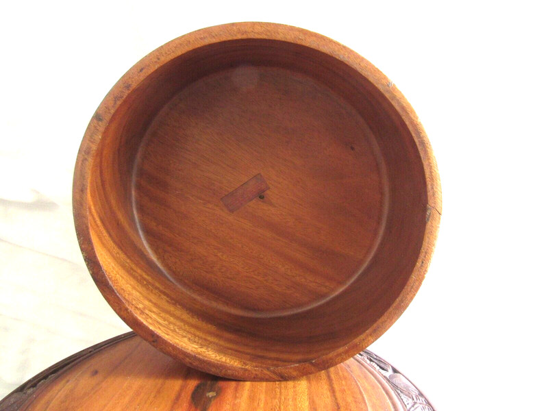 Vintage 16" Across Covered Wooden Lazy Susan Tiki Cake Plate gallery