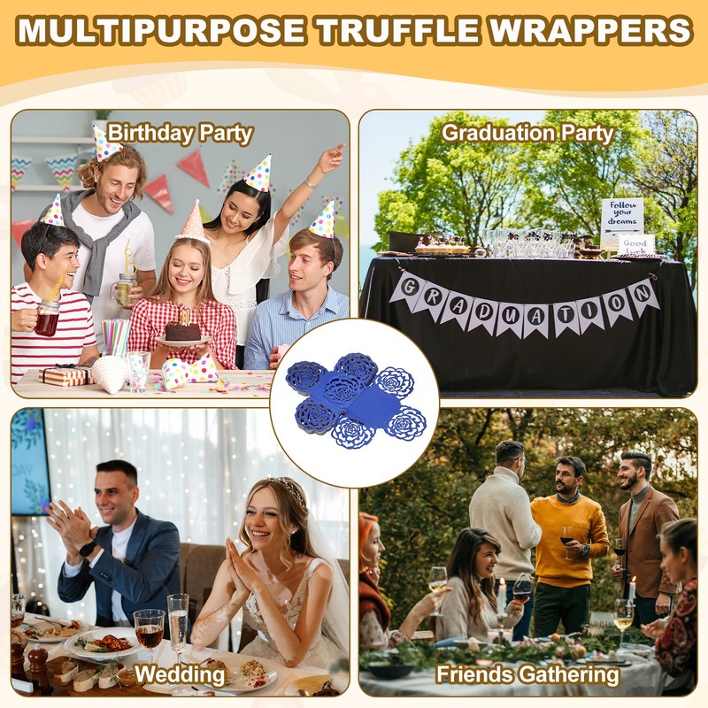 25PCS 4 Inch Truffle Wrappers for Wedding Birthday, Dark Blue gallery