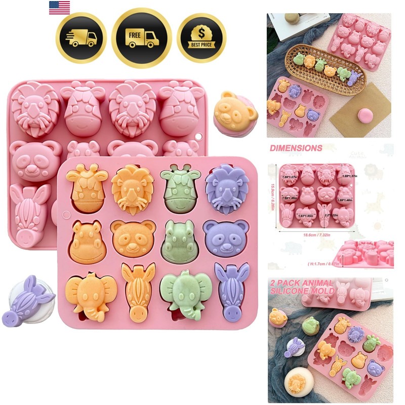 2-Pack Animal Chocolate Molds – Cute Silicone Candy Molds with Panda, Elephan…