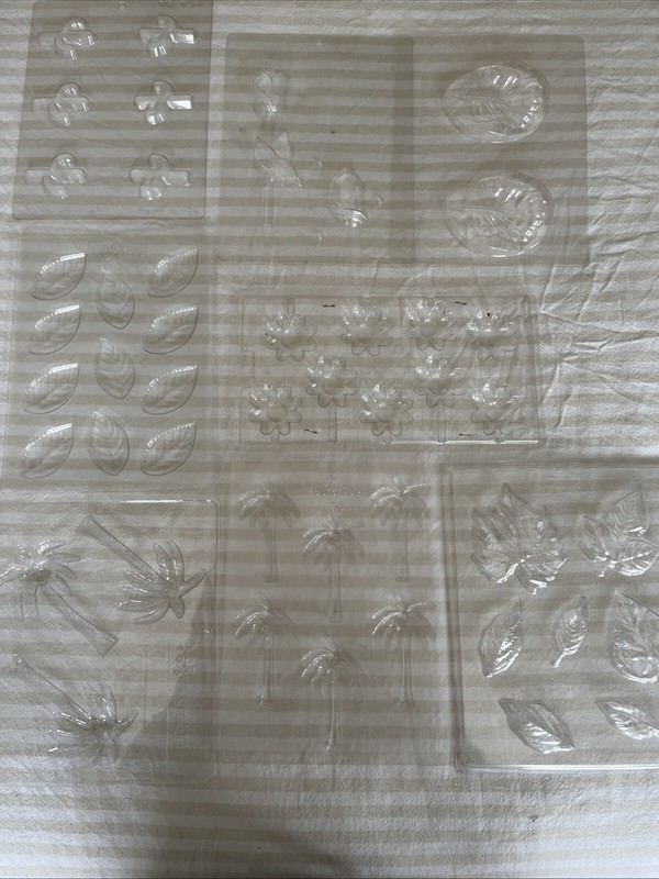 Lot Of 8 Cactus, Palm Trees, Flowers, Leaves Chocolate Candy Molds