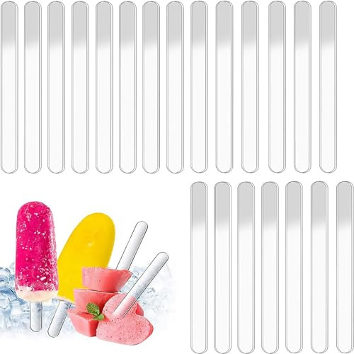40pcs Acrylic Sticks,4.5 Inch Reusable Ice Cream Sticks, Ice Cream Sticks,
