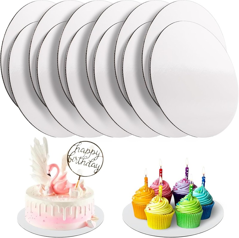 12 Pcs White Cake Boards - 8 inch Round, Food-Graded Cardboard Cake Rounds - ... gallery