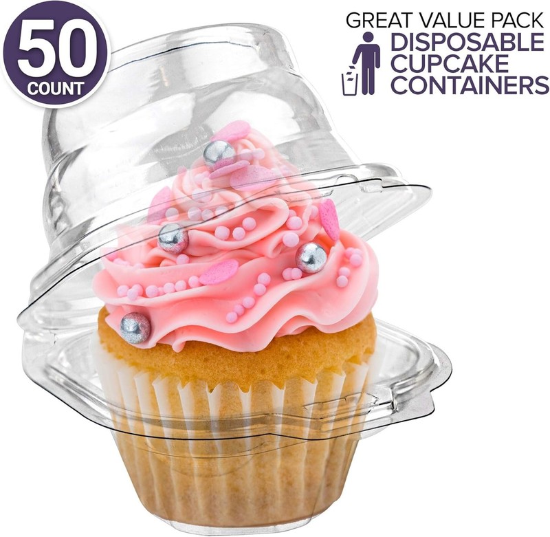 Durable Plastic Cupcake Storage Containers 50 Pack – Stackable & Freezer-Safe gallery