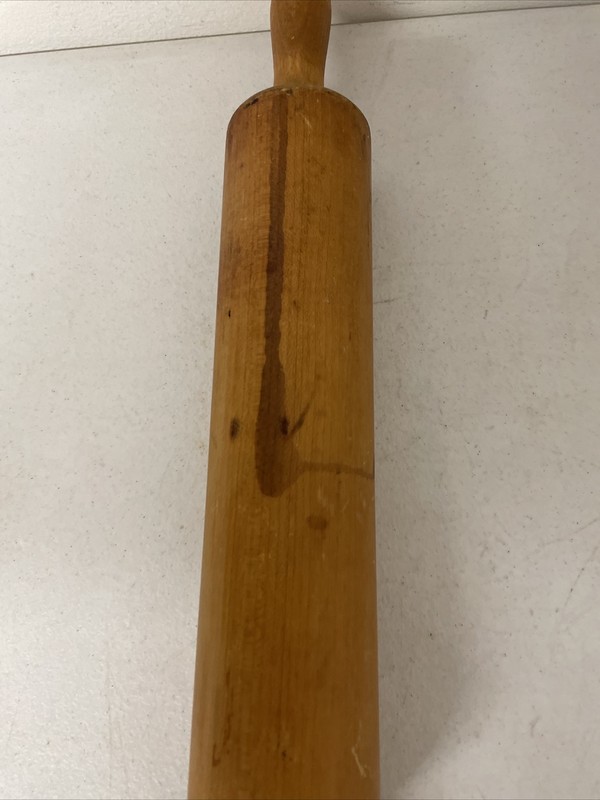 Vintage Wood Wooden Rolling Pin Baking 17 3/4" Long 2" Diameter Barrel gallery