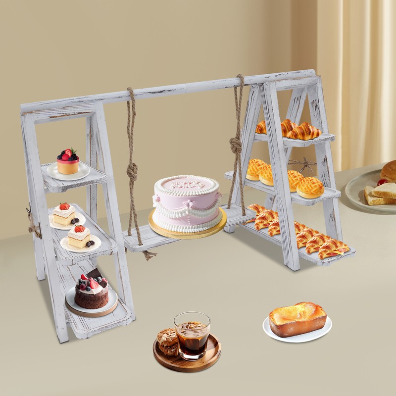 Dessert Serving Tray Cake Ladder Stand Countertop Tiered Tray 3-Tiers White SALE gallery