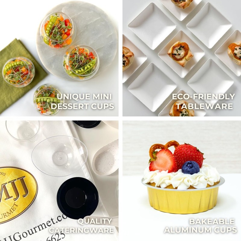 100ct Tiny 2oz Gold Bakeable Aluminum Cups | Mini Disposable Ramekins | Small... gallery