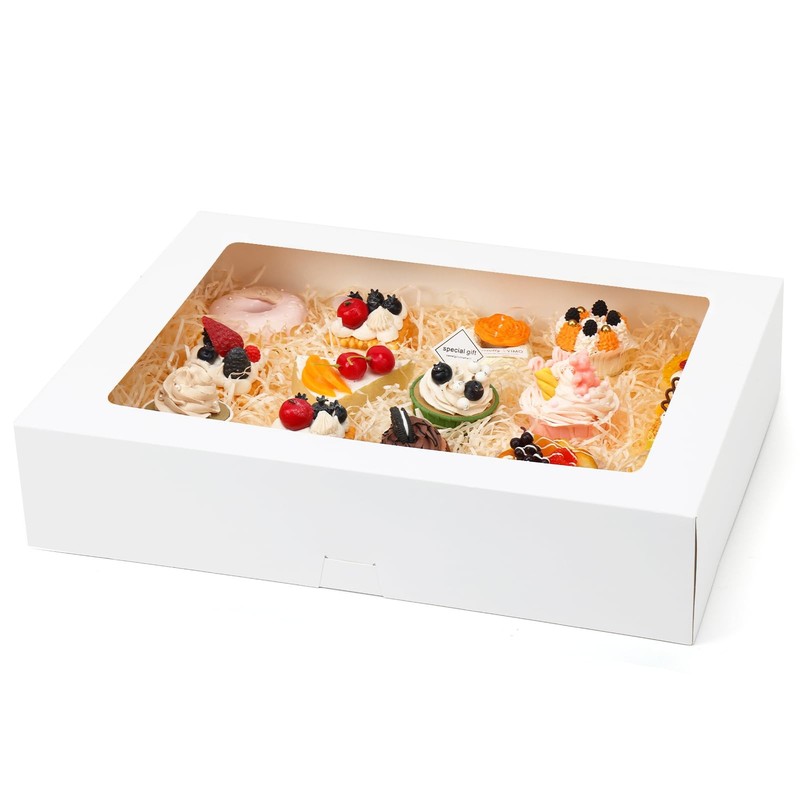 10 PCS White Half Sheet Cake Boxes Window 19x14x4 Inch Pastry Cookie Baking
