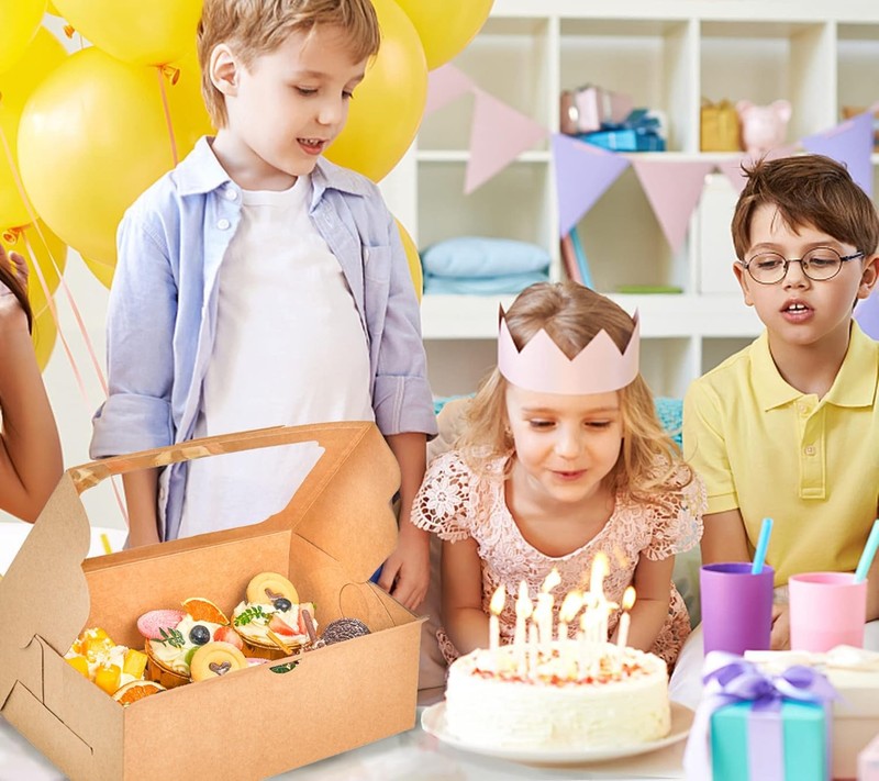 20 Pack Brown Cupcake Boxes with Handle Tray - 4" Tall Large Muffin Boxes for... gallery