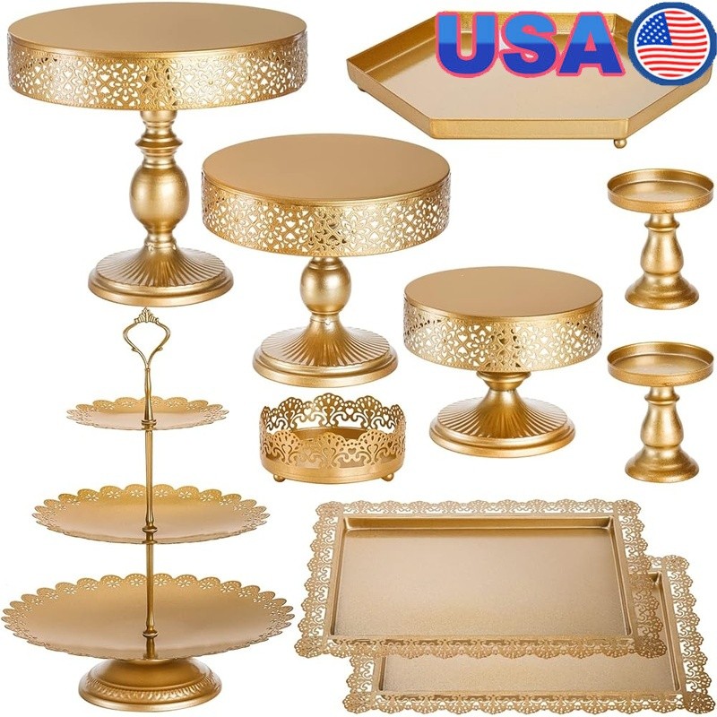 Elegant Metal Dessert Display Stand Floral Lace Tiered Tray Events Parties New