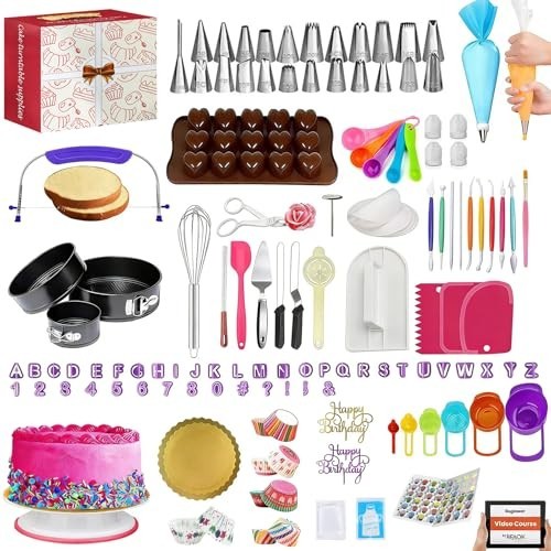 720PCS Cake Decorating Set - Turntable, Pans, Piping Tips, Spatulas & Tools gallery