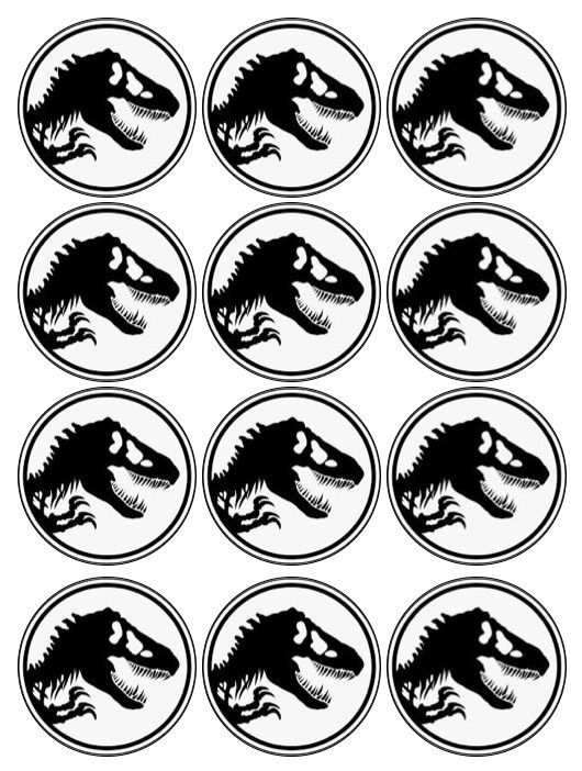 Set of 12 Jurassic Park, world edible paper, cupcake cookie toppers, PRE CUT