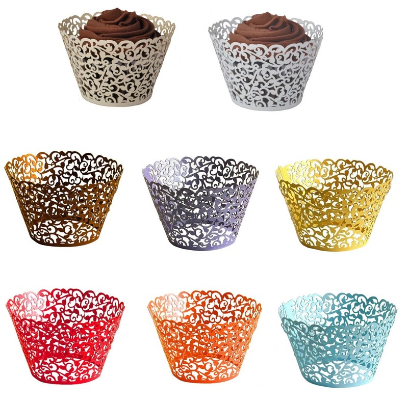 25-100 Filigree Vine Cupcake Wrappers Cases Gift Xmas Wedding Birthday Cake UK