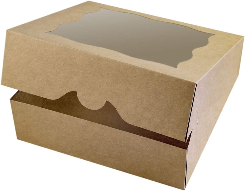 CHERRY 10″X10″X3″Brown Bakery Boxes with PVC Window for Pie and Cookies Boxes La