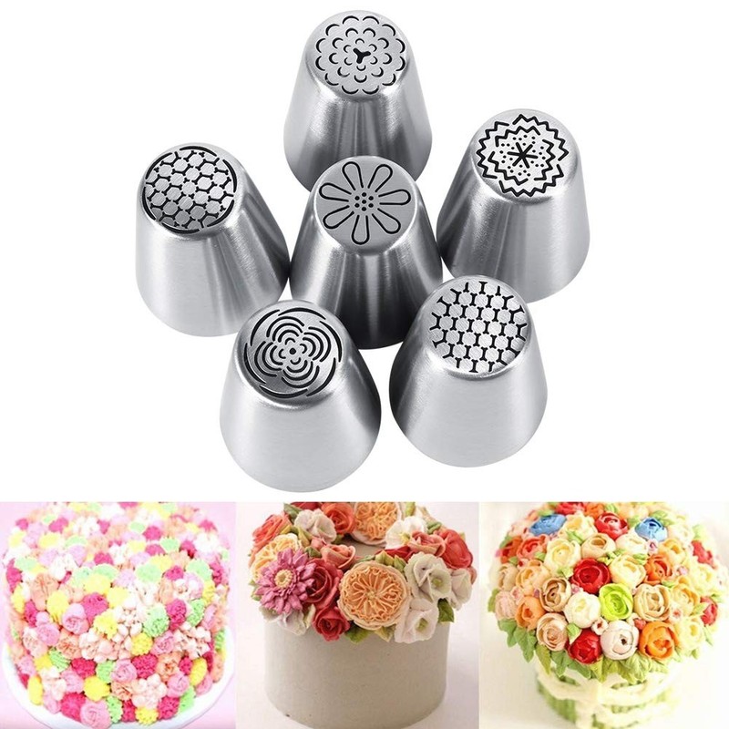 Russian Piping Tips Set, 6 Pcs Russian Tips for Cake Decorating, Large Piping... gallery