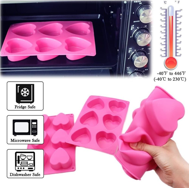 Silicone Molds Set - Heat Resistant, Heart-Shaped for Desserts & Soap gallery