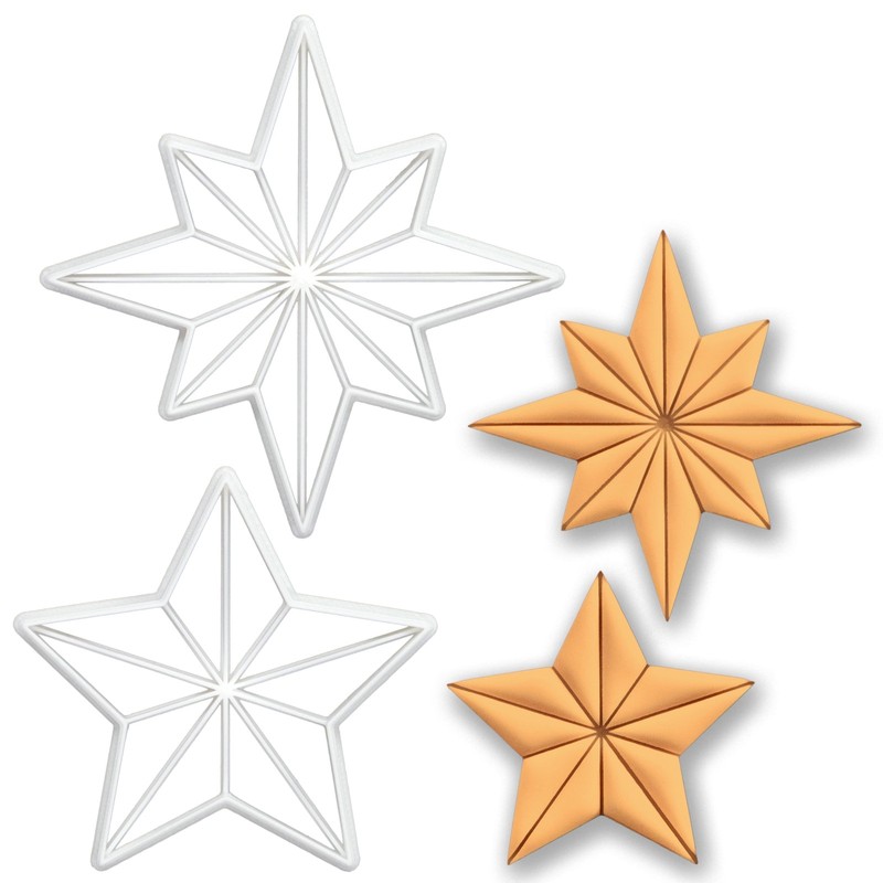 BAKERLOGY Set of 2 Simple Star Cookie Cutters 5Pointed & 8Pointed – Classic S…
