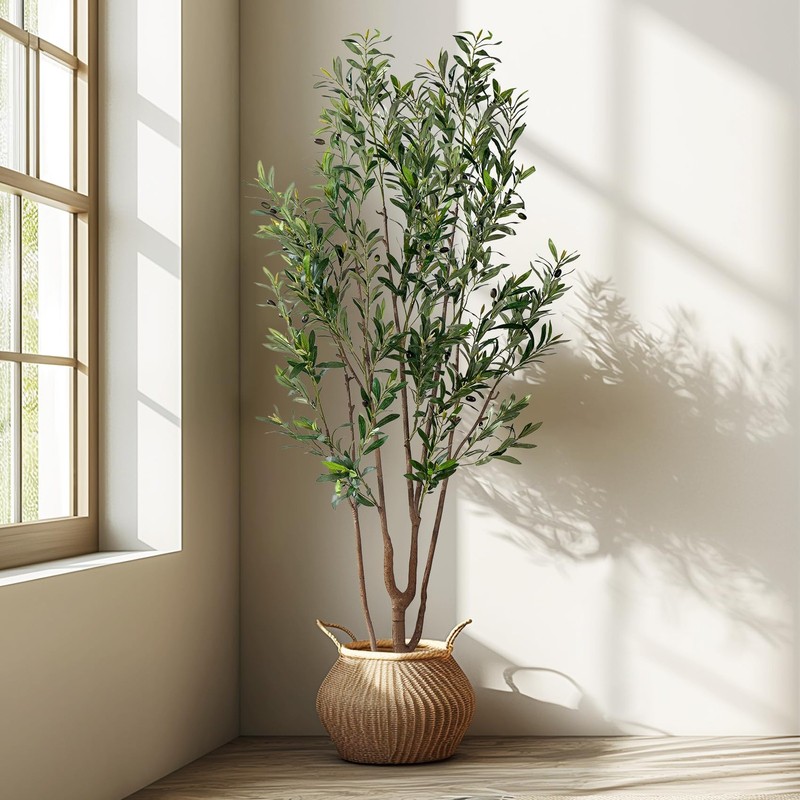 Erimda Artificial Fiddle Leaf Fig Tree 7Ft White Planter Realistic Fiddle Leaf gallery