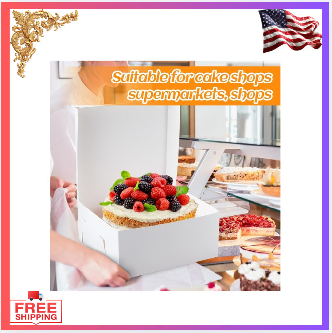 New 50 Pack White Cake Boxes 14″x14″x6″ Bakery Pastry Storage